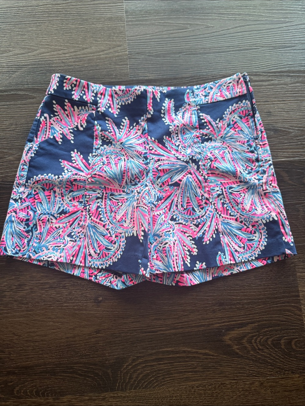Lilly Pulitzer Navy, Pink & Aqua Printed Skirt